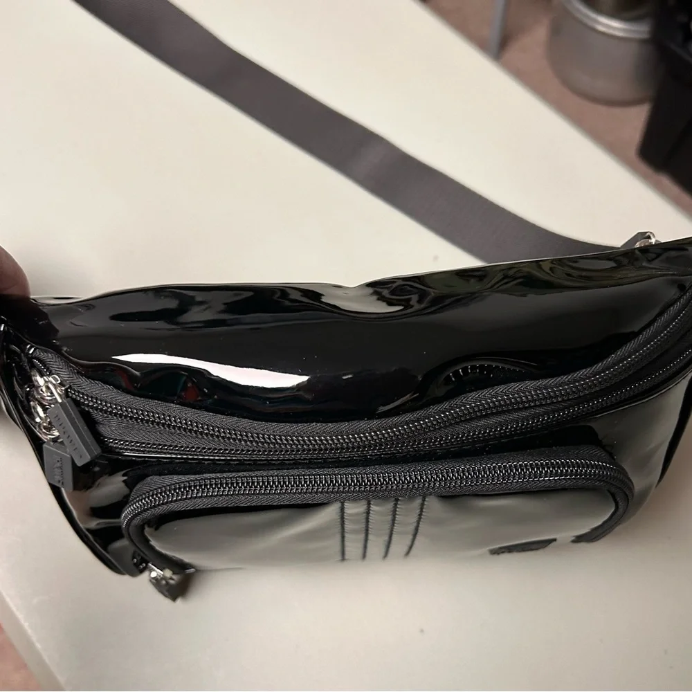 IHKWIP Confidence Anti-Theft Sling Black Patent Glossy Crossbody two straps - Picture 6 of 15